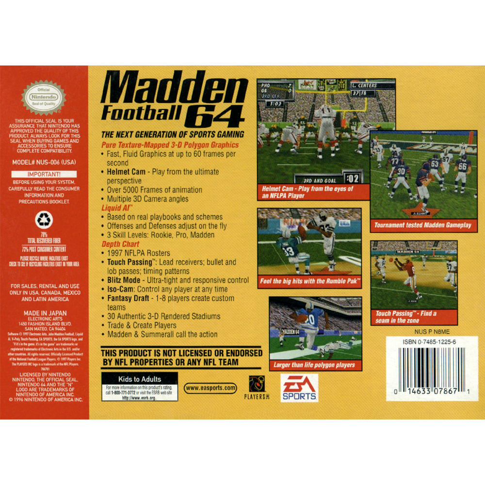 Madden football clearance 64