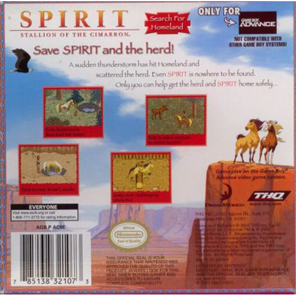 Spirit Stallion of the Cimarron Search for Homeland – Nintendo Game Boy  Advance – Outlaws 8-Bit and Beyond